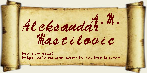 Aleksandar Mastilović vizit kartica